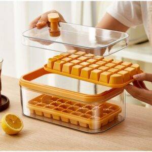 Easy-Press Yellow Ice Cube Mold Box