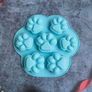 Blue Silicone Paw Print Ice Mold for Chocolate and Ice Cubes