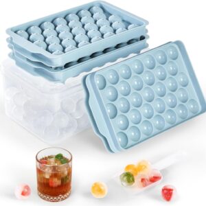 3-Pack Round Ice Cube Trays with Lid and Storage Bin, 99-Cavity for Freezer - BPA Free